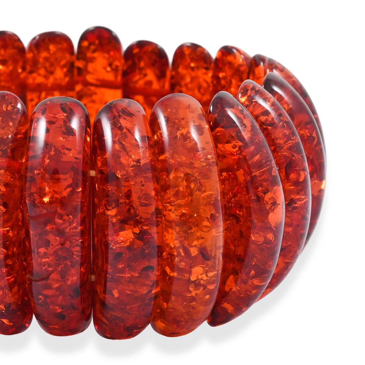 Simulated Amber Long Oval Stretch Bracelet (6-7In) image number 3