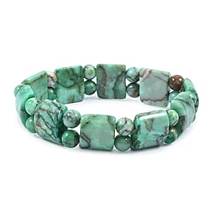 Green Matrix Jasper 148.95 ctw Tanker Plain Bracelet (6-7In)