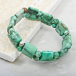 Green Matrix Jasper 148.95 ctw Tanker Plain Bracelet (6-7In)