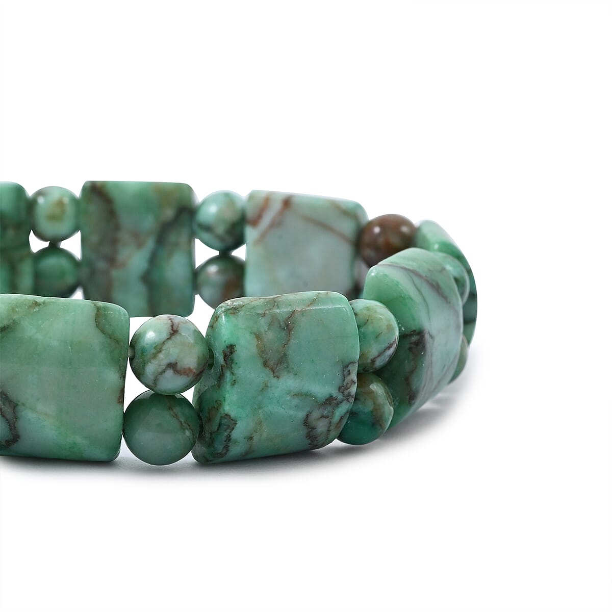 Green Matrix Jasper 148.95 ctw Tanker Plain Bracelet (6-7In) image number 2