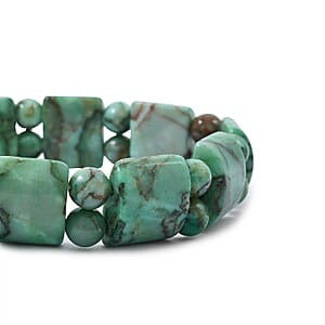 Green Matrix Jasper 148.95 ctw Tanker Plain Bracelet (6-7In)