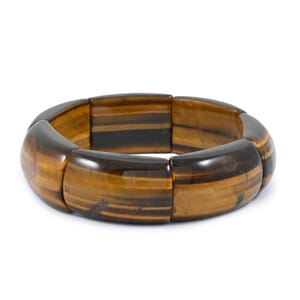 Plain Rectangle Tiger Eye 402.35 ctw Block Stretch Bracelet (6-7In)