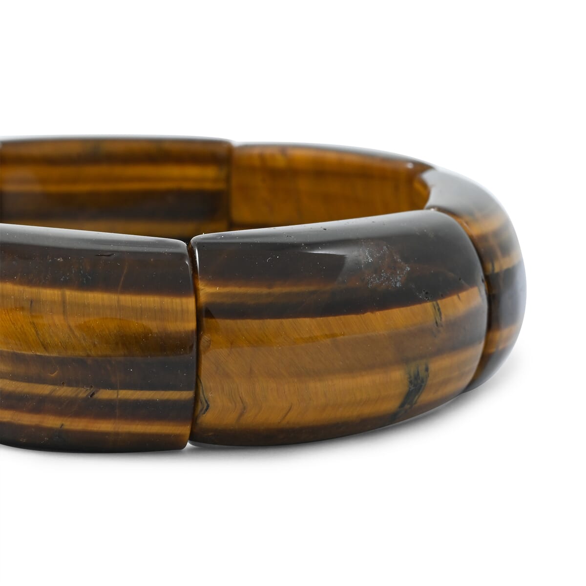 Plain Rectangle Tiger Eye 402.35 ctw Block Stretch Bracelet (6-7In) image number 2