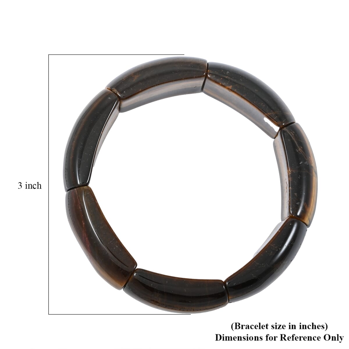 Plain Rectangle Tiger Eye 402.35 ctw Block Stretch Bracelet (6-7In) image number 3