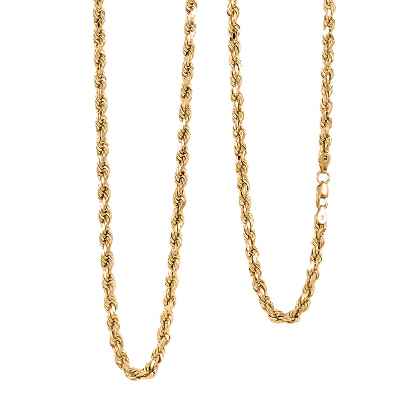 14K Yellow Gold 3mm Rope Chain Necklace 24 Inches 6 Grams