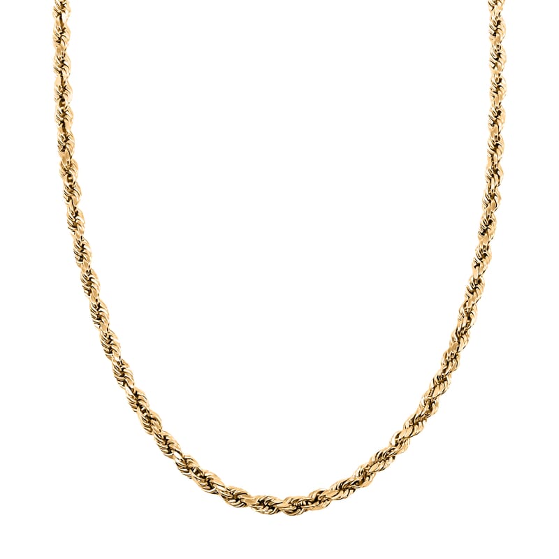 14K Yellow Gold 3mm Rope Chain Necklace 24 Inches 6 Grams