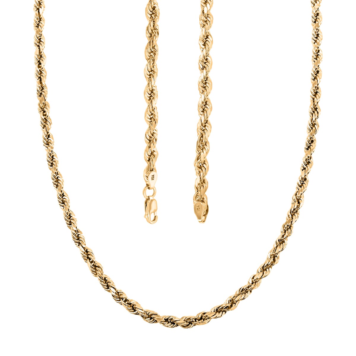 14K Yellow Gold 4mm Rope Chain Necklace 24 Inches 8 Grams image number 2