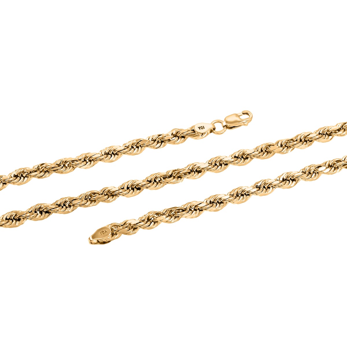 14K Yellow Gold 4mm Rope Chain Necklace 24 Inches 8 Grams image number 3