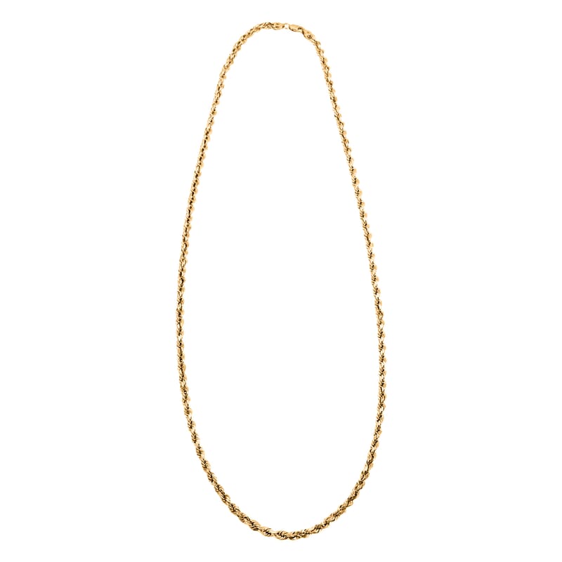 14K Yellow Gold 3mm Rope Chain Necklace 24 Inches 6 Grams