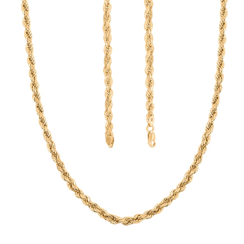 14K Yellow Gold 4mm Rope Chain Necklace 26 Inches 8.10 Grams