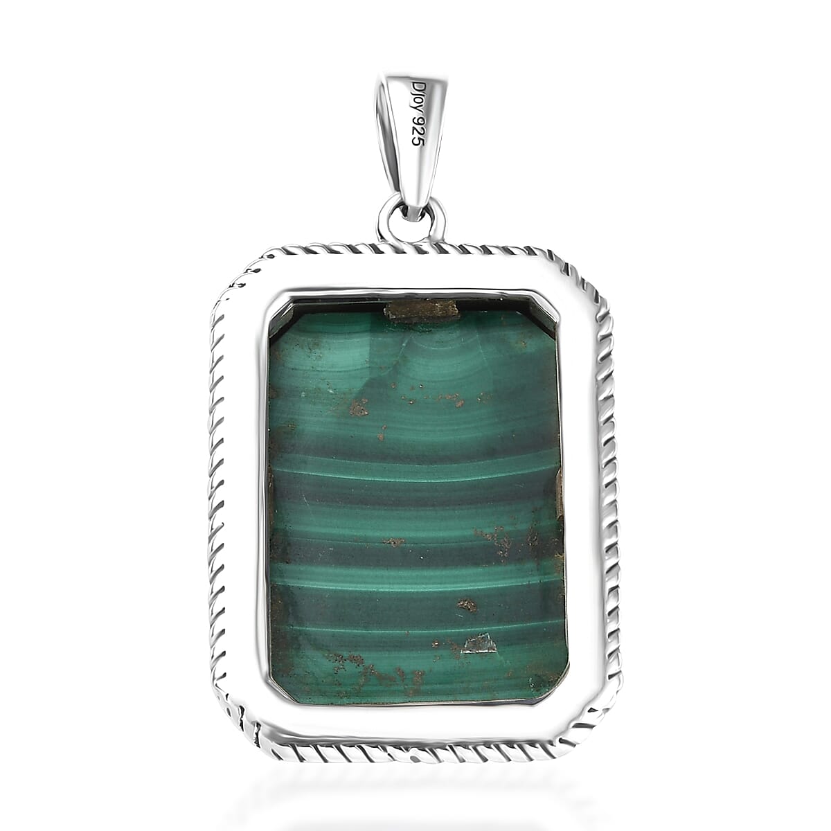 D’joy Artisan Crafted African Malachite 25.40 ctw Men's Pendant without Chain in Sterling Silver image number 4