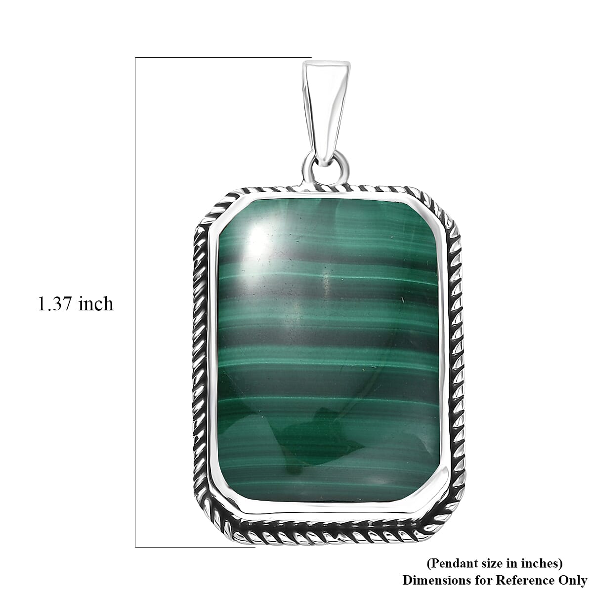 D’joy Artisan Crafted African Malachite 25.40 ctw Men's Pendant without Chain in Sterling Silver image number 5