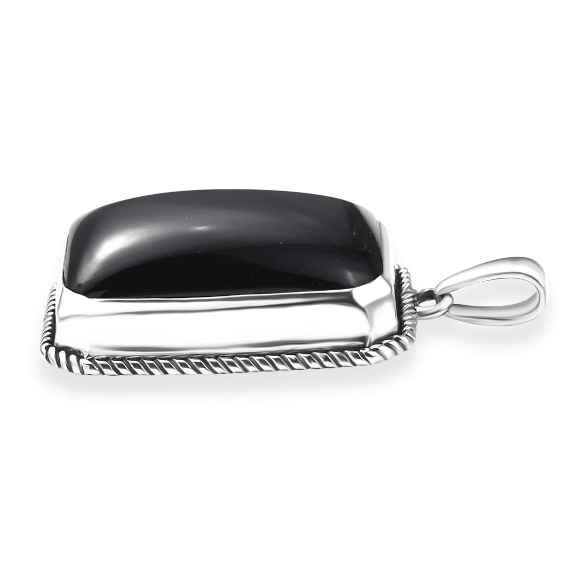 D’joy Artisan Crafted Thai Black Spinel 29.50 ctw Men's Pendant without Chain in Sterling Silver  image number 3