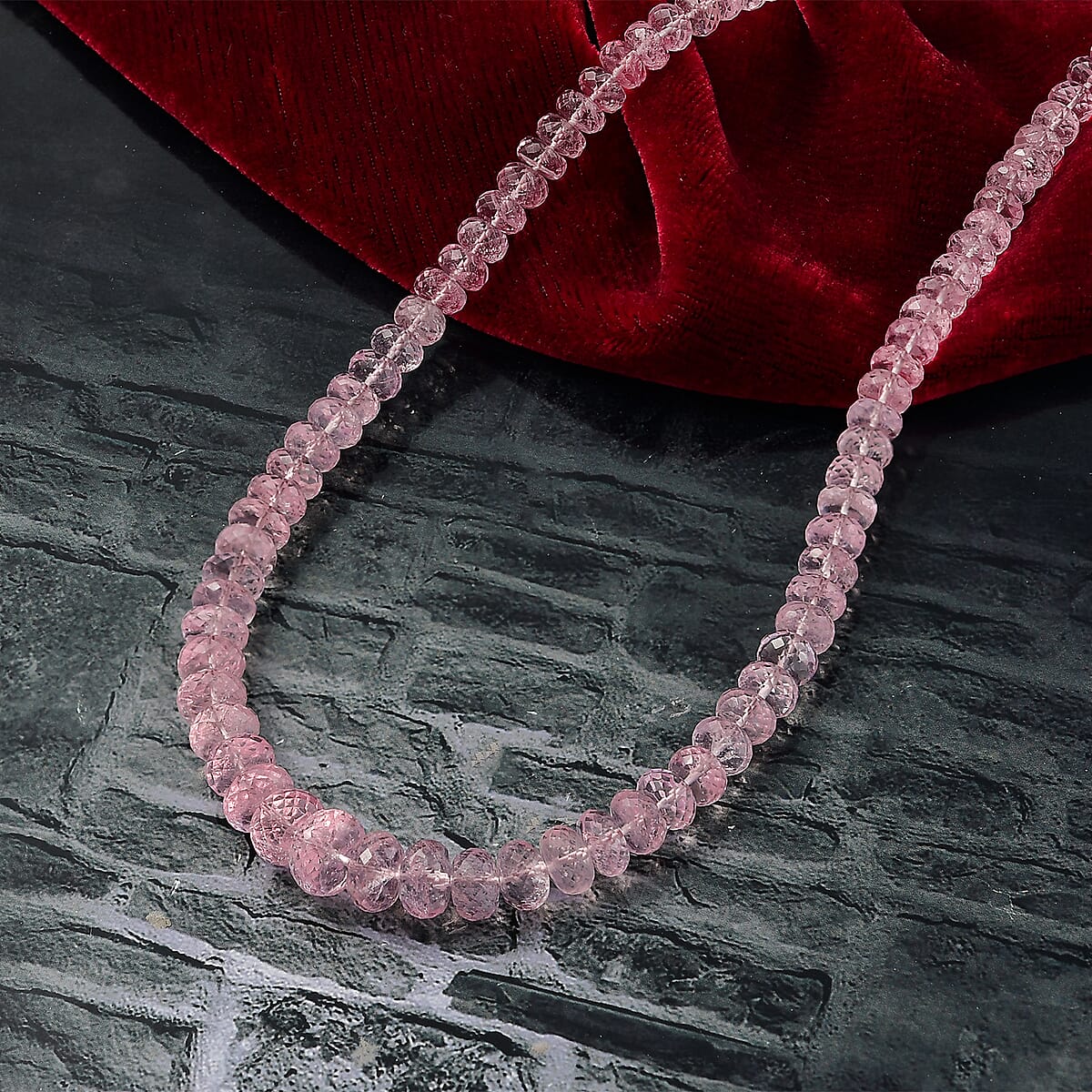 Luxoro AAA Pink Morganite 170.00 ctw Beaded Necklace in 14K Rose Gold 18-20 Inches image number 1