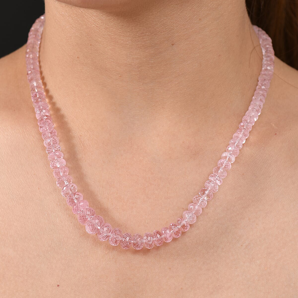 Luxoro AAA Pink Morganite 170.00 ctw Beaded Necklace in 14K Rose Gold 18-20 Inches image number 2