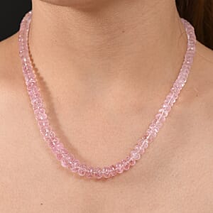 Luxoro AAAA Pink Morganite 170.00 ctw Beaded Necklace in 14K Rose Gold 18-20 Inches