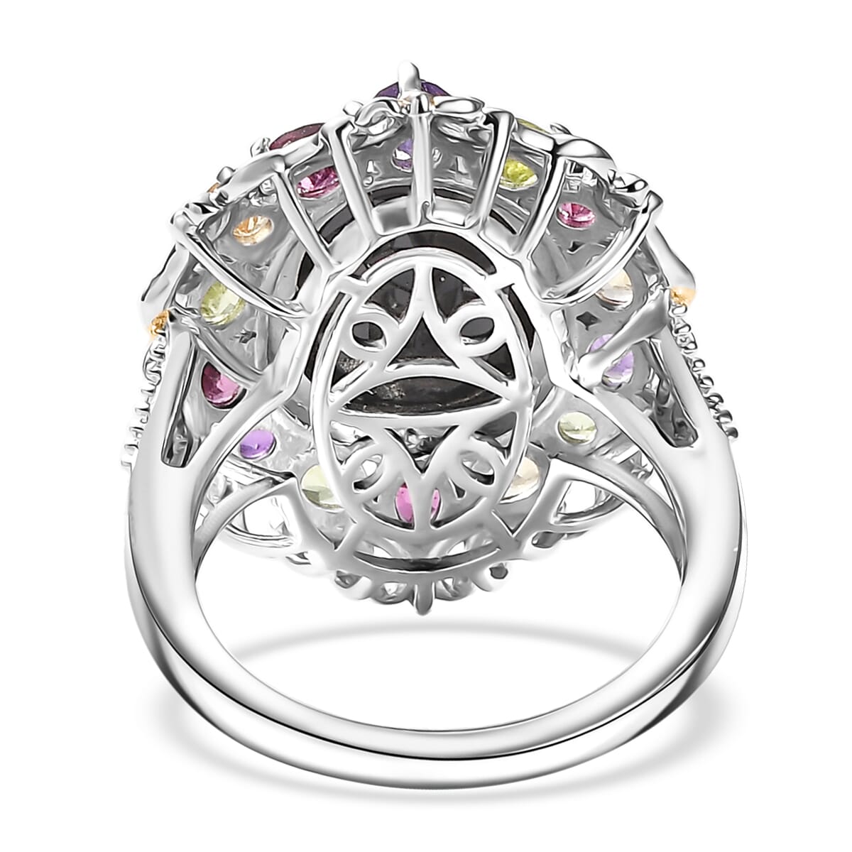 Karis Thai Black Spinel and Multi Gemstone 6.85 ctw Celestial Garden Ring in 18K YG Plated and Platinum Bond (Size 10.0) image number 4