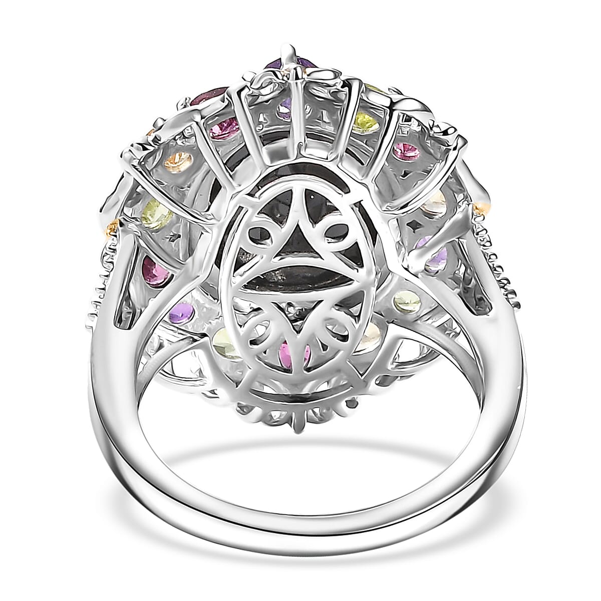 Karis Thai Black Spinel and Multi Gemstone 6.85 ctw Celestial Garden Ring in 18K YG Plated and Platinum Bond (Size 7.0) image number 4