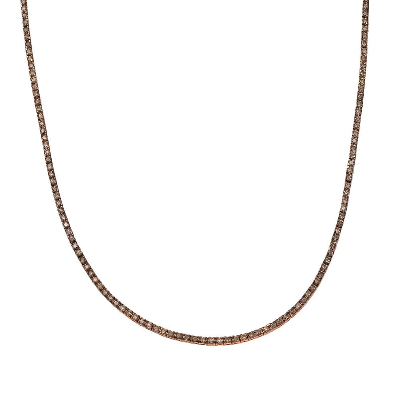 D'Joy Natural Champagne Diamond 5.00 ctw Tennis Necklace in 18K Vermeil Rose Gold Over Sterling Silver 20 Inches