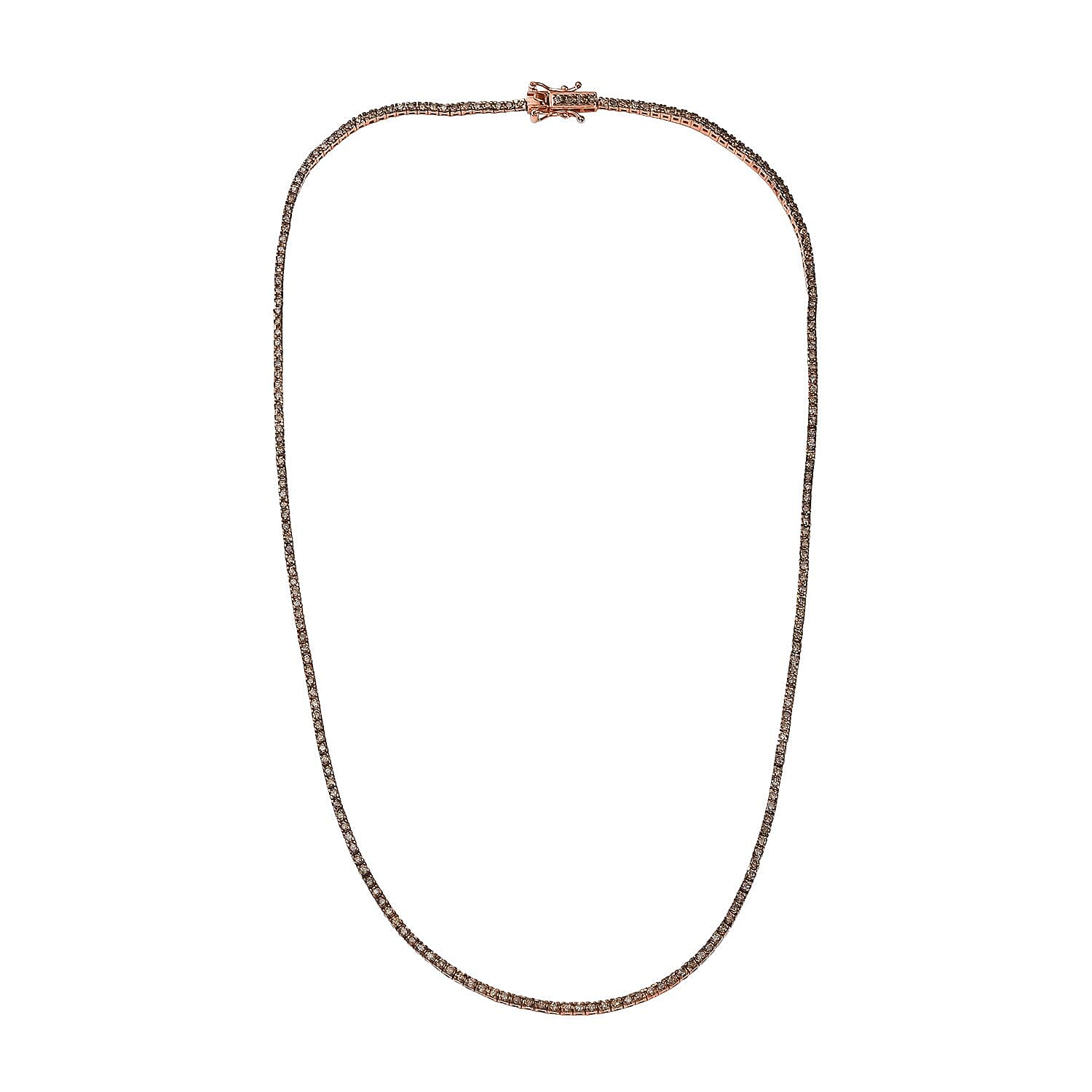D'Joy Natural Champagne Diamond 5.00 ctw Tennis Necklace in 18K Vermeil Rose Gold Over Sterling Silver 20 Inches