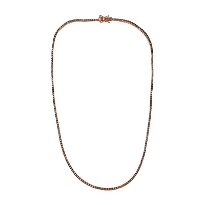 D'Joy Natural Champagne Diamond 5.00 ctw Tennis Necklace in 18K Vermeil Rose Gold Over Sterling Silver 20 Inches