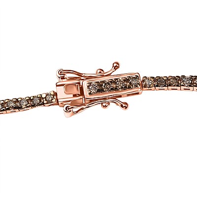 D'Joy Natural Champagne Diamond 5.00 ctw Tennis Necklace in 18K Vermeil Rose Gold Over Sterling Silver 20 Inches