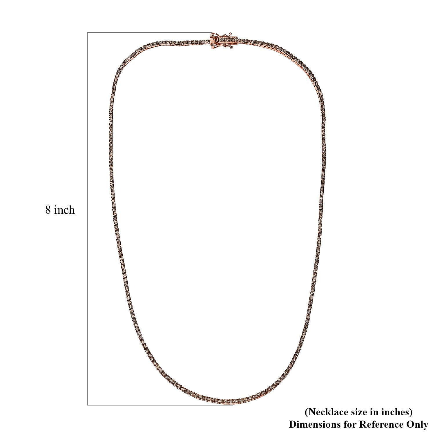 D'Joy Natural Champagne Diamond 5.00 ctw Tennis Necklace in 18K Vermeil Rose Gold Over Sterling Silver 20 Inches