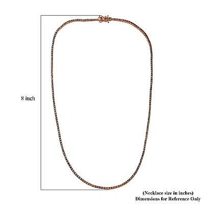 D'Joy Natural Champagne Diamond 5.00 ctw Tennis Necklace in 18K Vermeil Rose Gold Over Sterling Silver 20 Inches