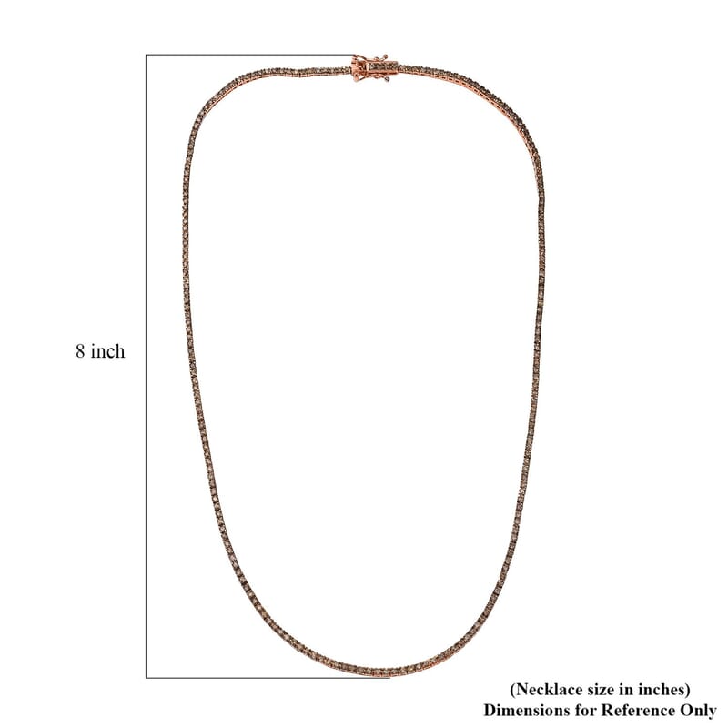 D'Joy Natural Champagne Diamond 5.00 ctw Tennis Necklace in 18K Vermeil Rose Gold Over Sterling Silver 20 Inches