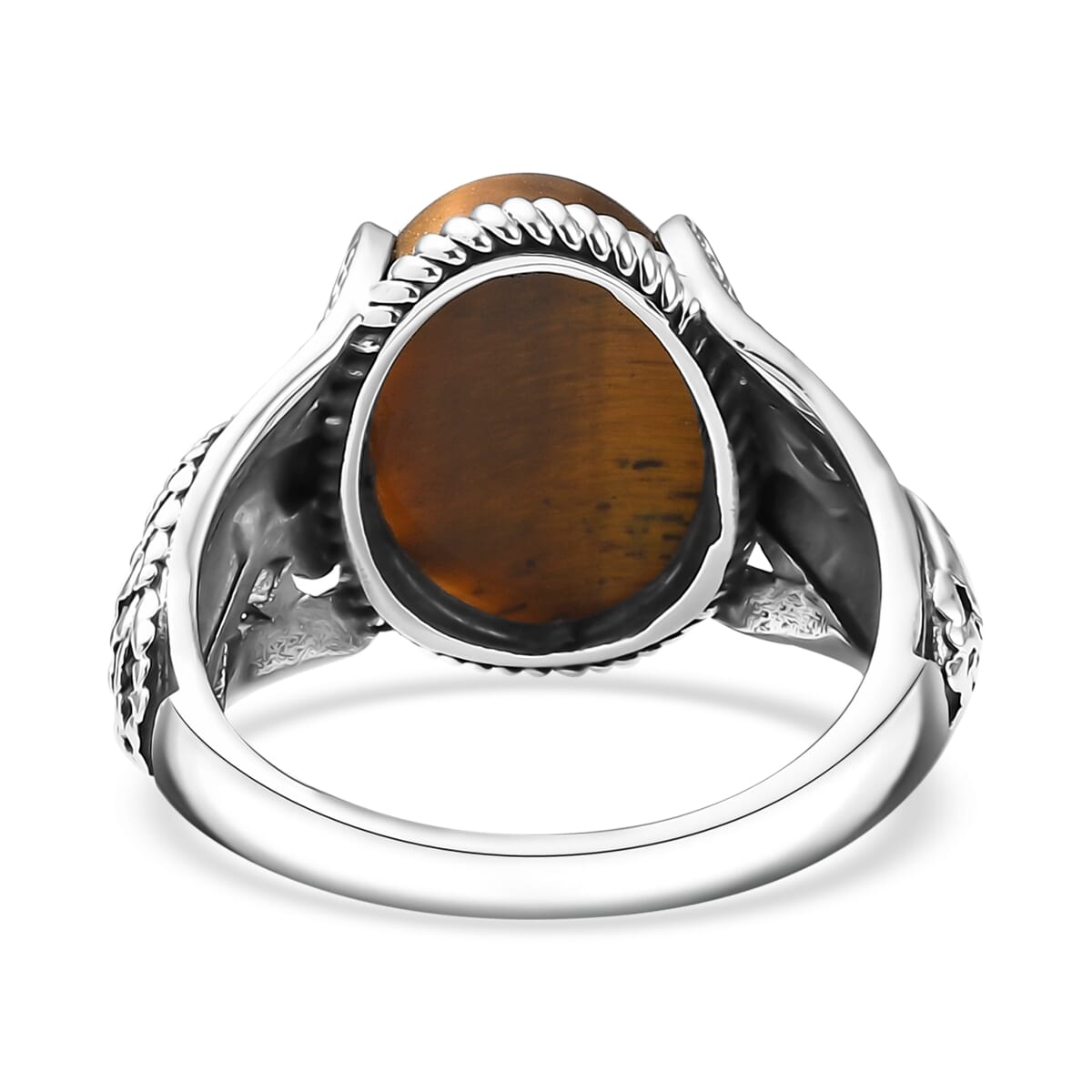 Artisan Crafted Tigers Eye 9.50 ctw Eagle Men's Ring in Sterling Silver (Size 10.0) image number 4