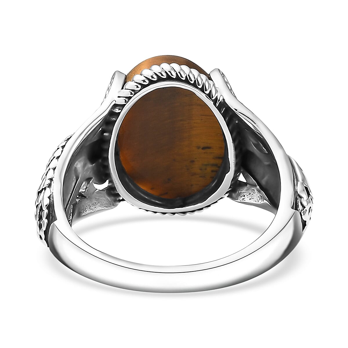 D'Joy Artisan Crafted Tigers Eye 9.50 ctw Eagle Men's Ring in Sterling Silver (Size 7.0) image number 4