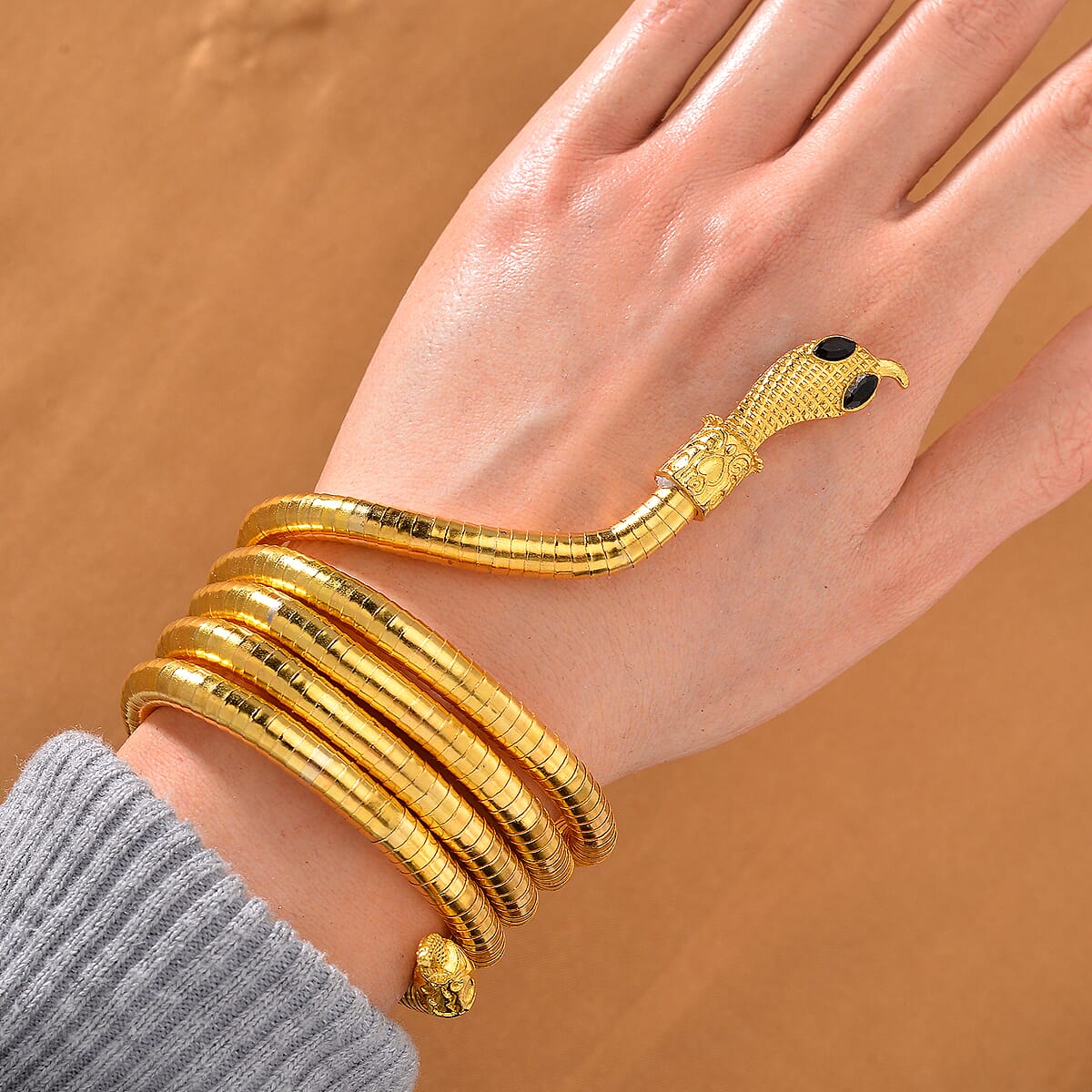 Black Austrian Crystal Multi-Function Sanke Necklace in Goldtone 32-35 Inches image number 3