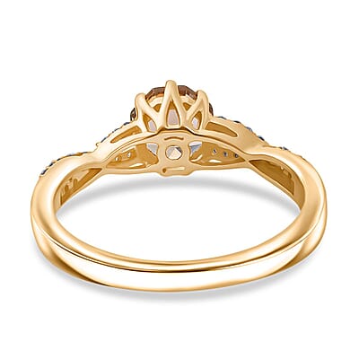 D'Joy AAA Turkizite and White Zircon 1.30 ctw Infinity Ring in 18K Vermeil Yellow Gold Over Sterling Silver (Size 10.0)