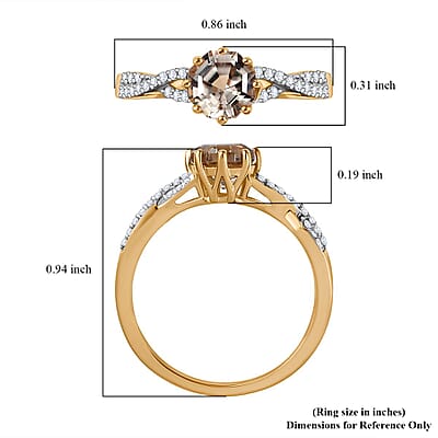 D'Joy AAA Turkizite and White Zircon 1.30 ctw Infinity Ring in 18K Vermeil Yellow Gold Over Sterling Silver (Size 10.0)