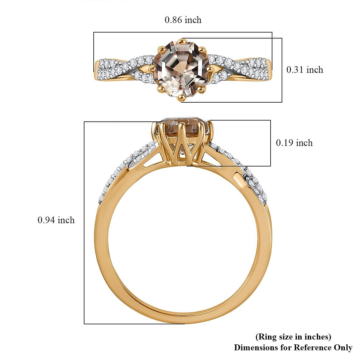 D'Joy AAA Turkizite and White Zircon 1.30 ctw Infinity Ring in 18K Vermeil Yellow Gold Over Sterling Silver (Size 6.0)