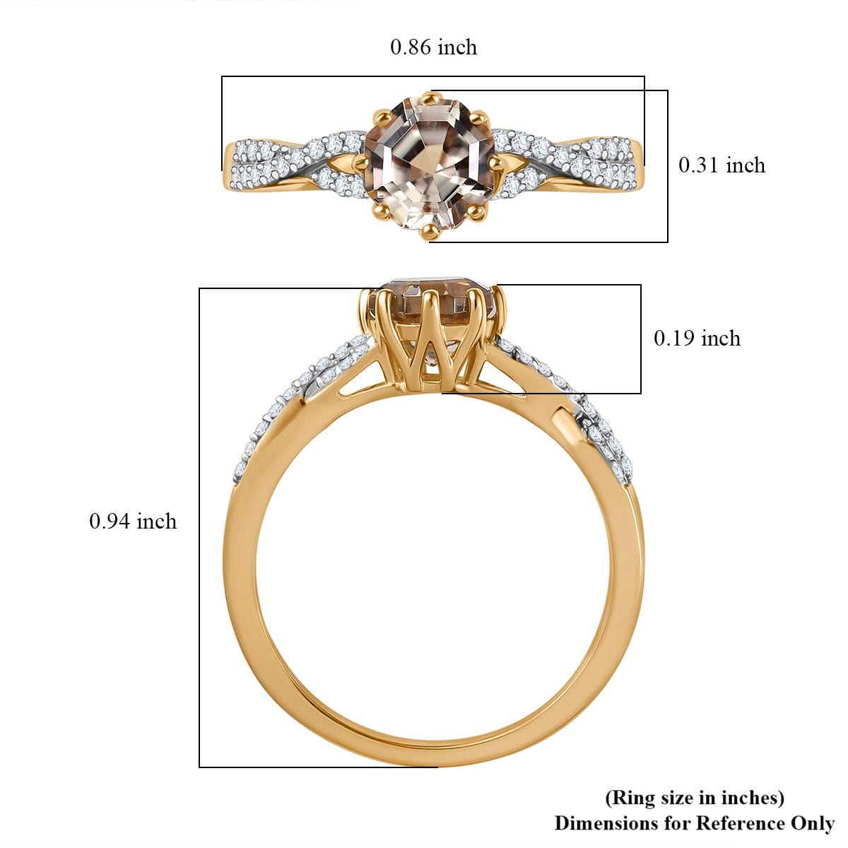 D'Joy AAA Turkizite and White Zircon 1.30 ctw Infinity Ring in 18K Vermeil Yellow Gold Over Sterling Silver (Size 8.0) image number 5
