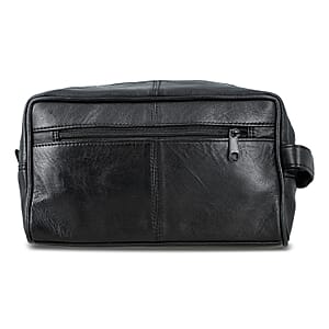 Black Genuine leather Tolitery Kit Pouch