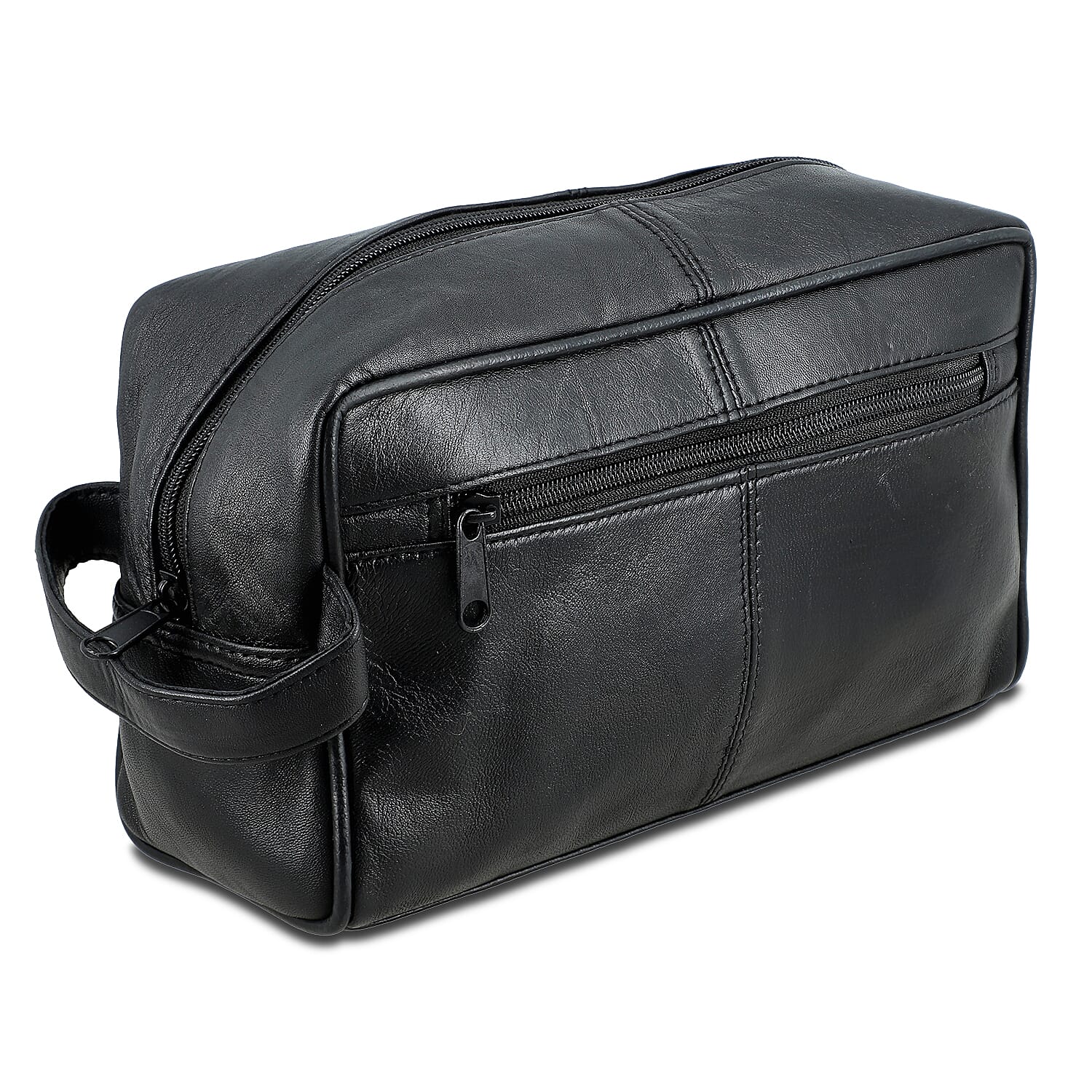 Black Genuine leather Tolitery Kit Pouch