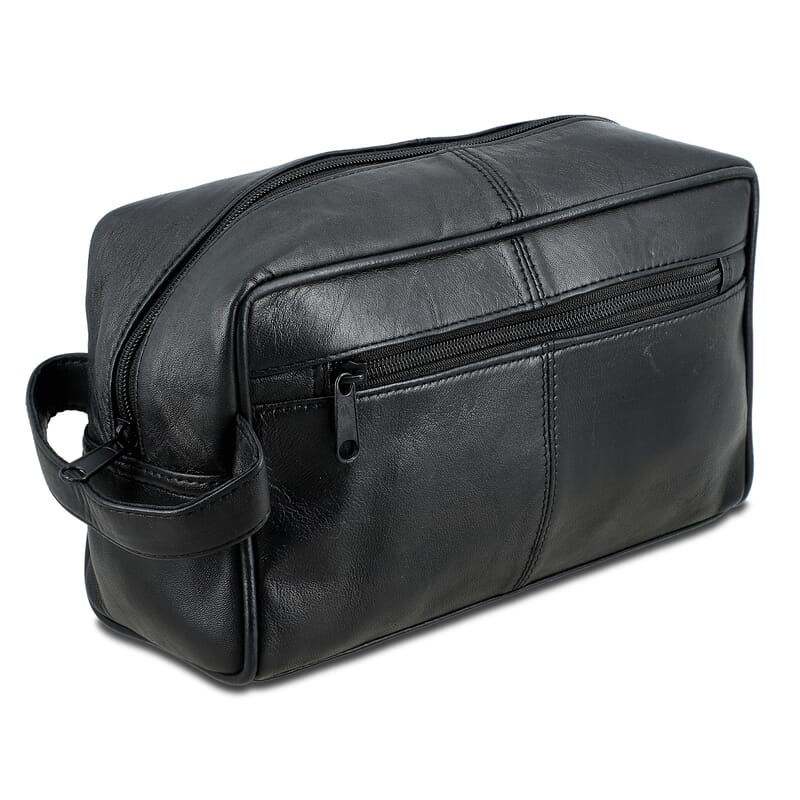Black Genuine leather Tolitery Kit Pouch