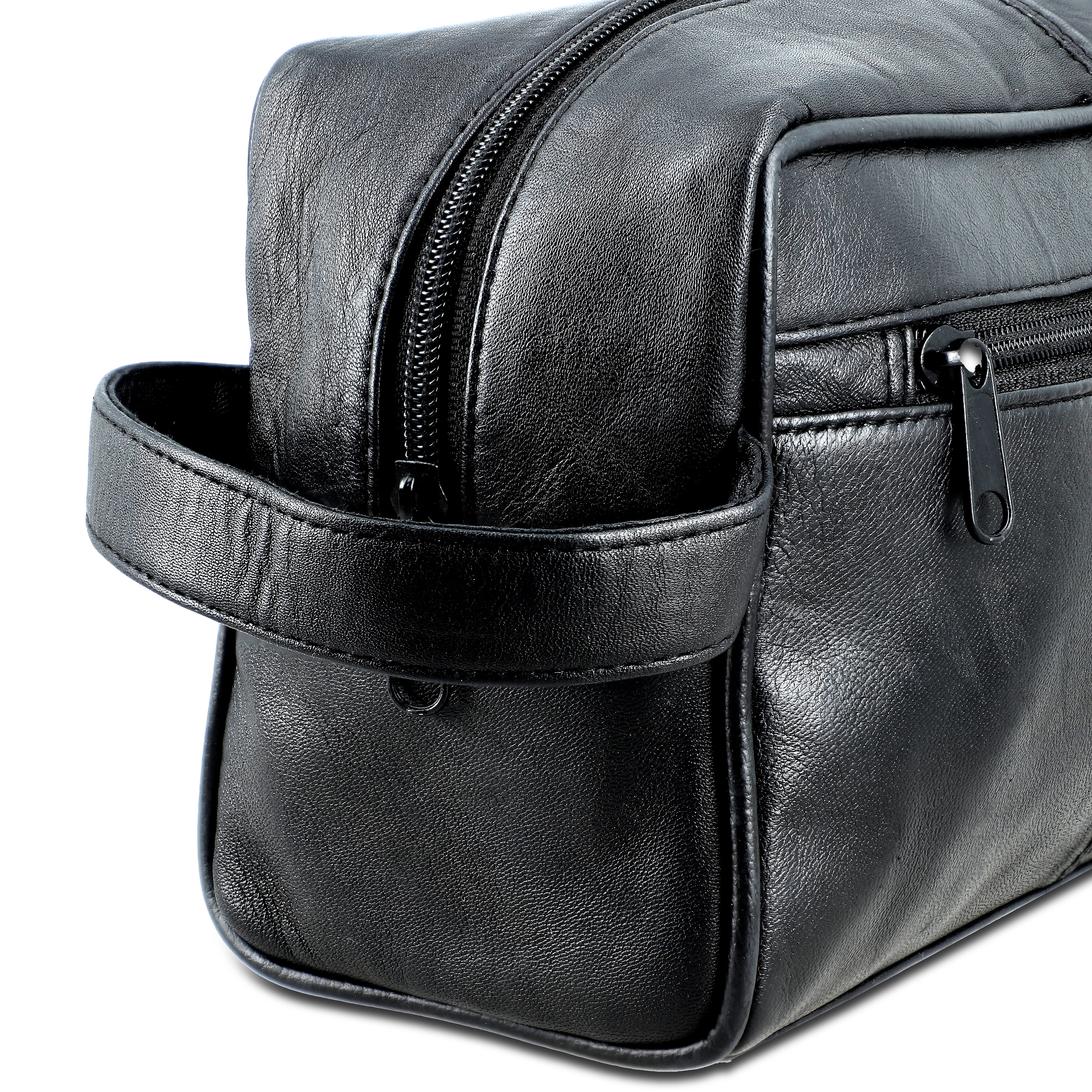 Black Genuine leather Tolitery Kit Pouch