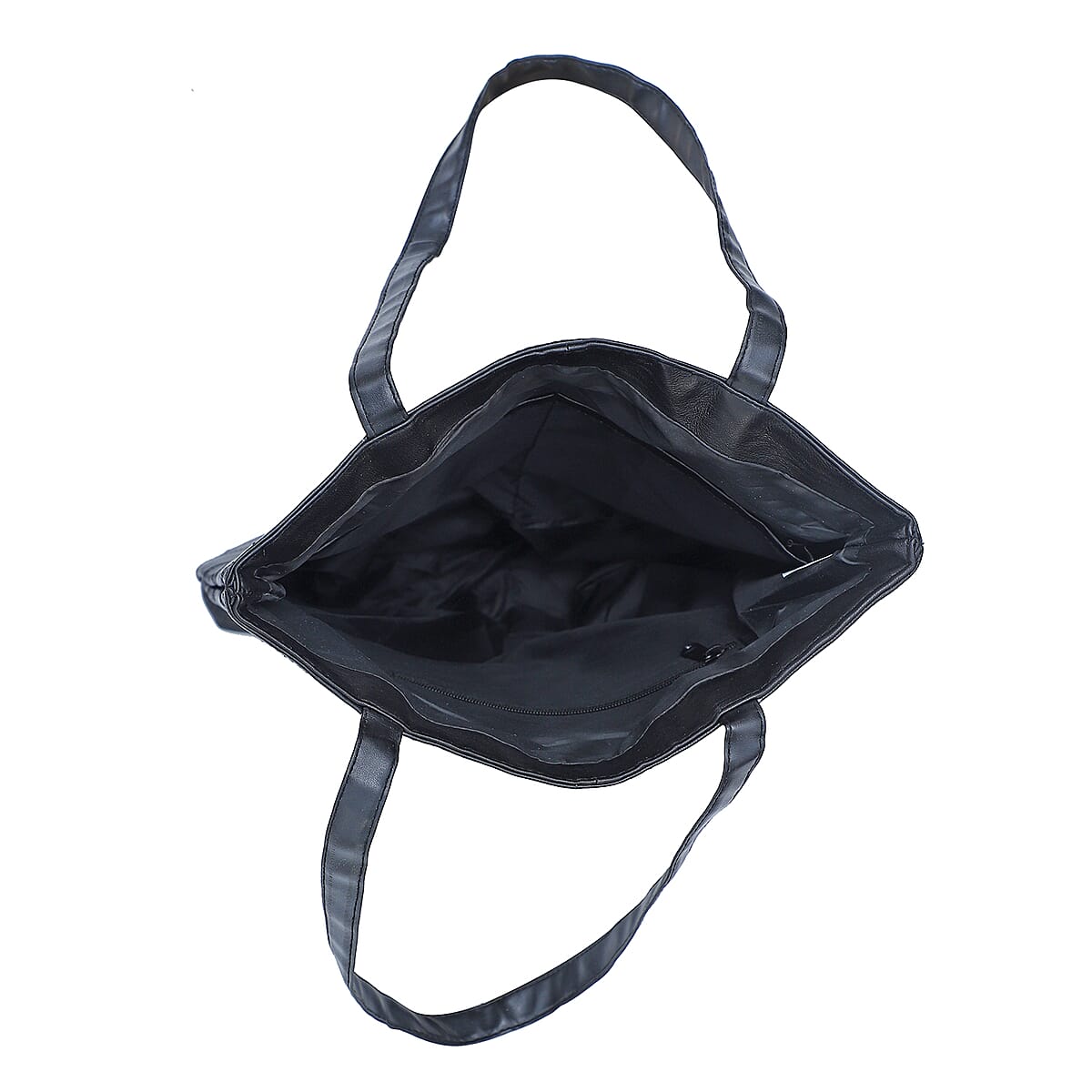 La Marey Black Genuine Leather Handbag with Matching Faux Shoulder Strap image number 5