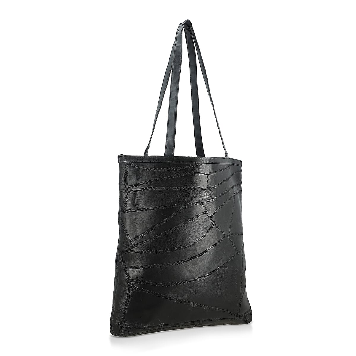 La Marey Black Genuine Leather Handbag with Matching Faux Shoulder Strap image number 7