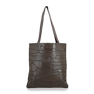 La Marey Brown Genuine Leather Handbag with Matching Faux Shoulder Strap