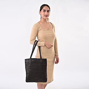 La Marey Brown Genuine Leather Handbag with Matching Faux Shoulder Strap