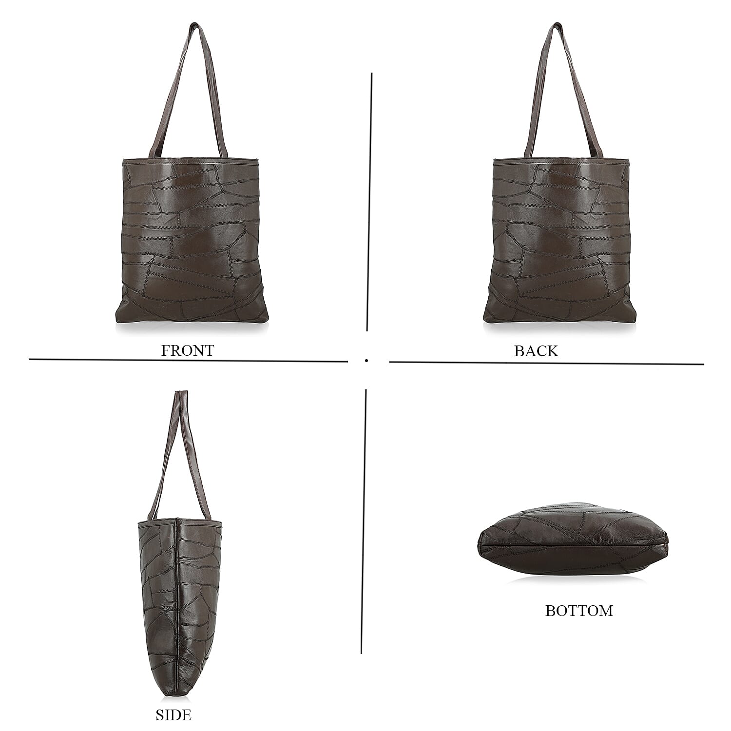 La Marey Brown Genuine Leather Handbag with Matching Faux Shoulder Strap
