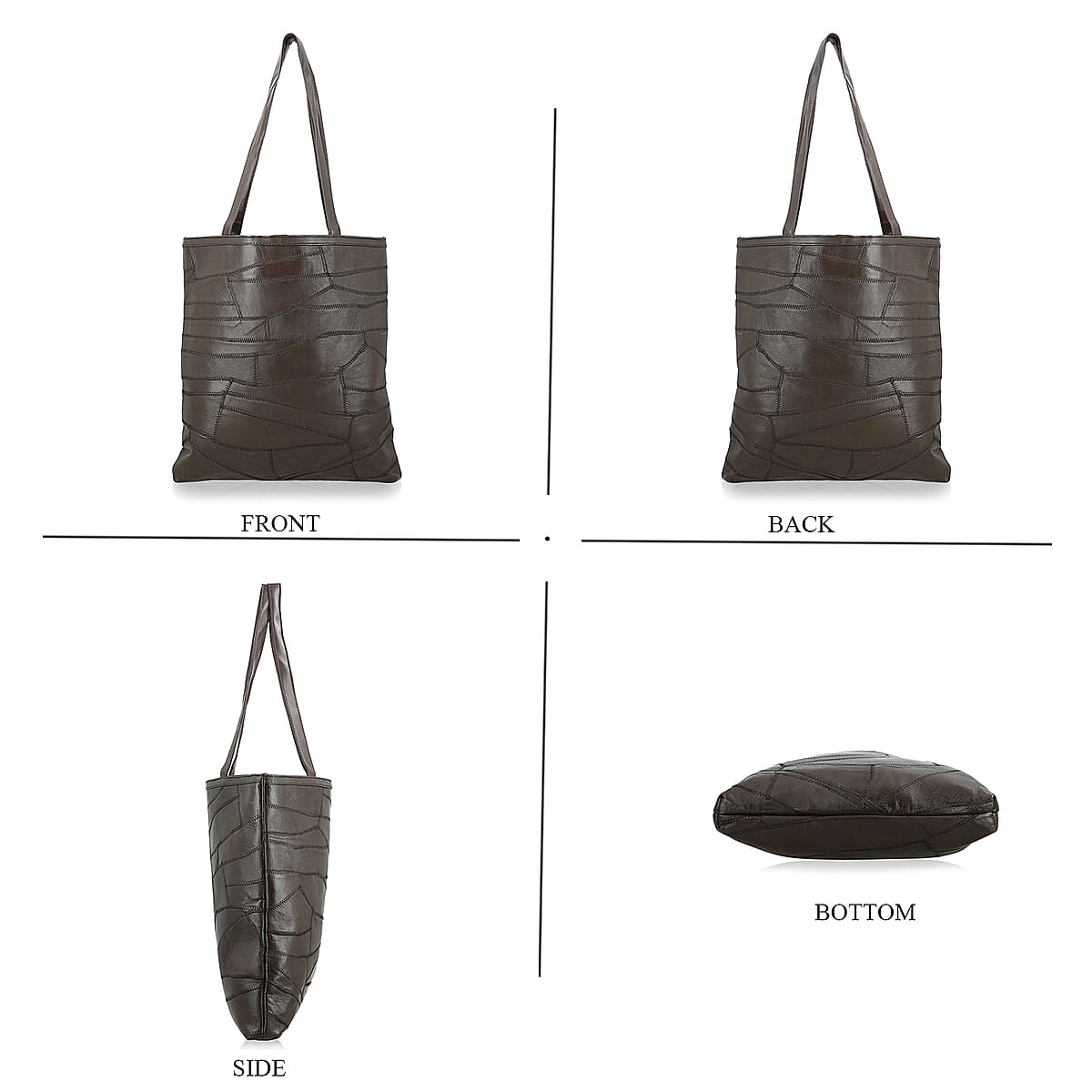 La Marey Brown Genuine Leather Handbag with Matching Faux Shoulder Strap image number 4