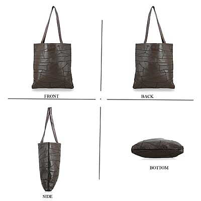 La Marey Brown Genuine Leather Handbag with Matching Faux Shoulder Strap