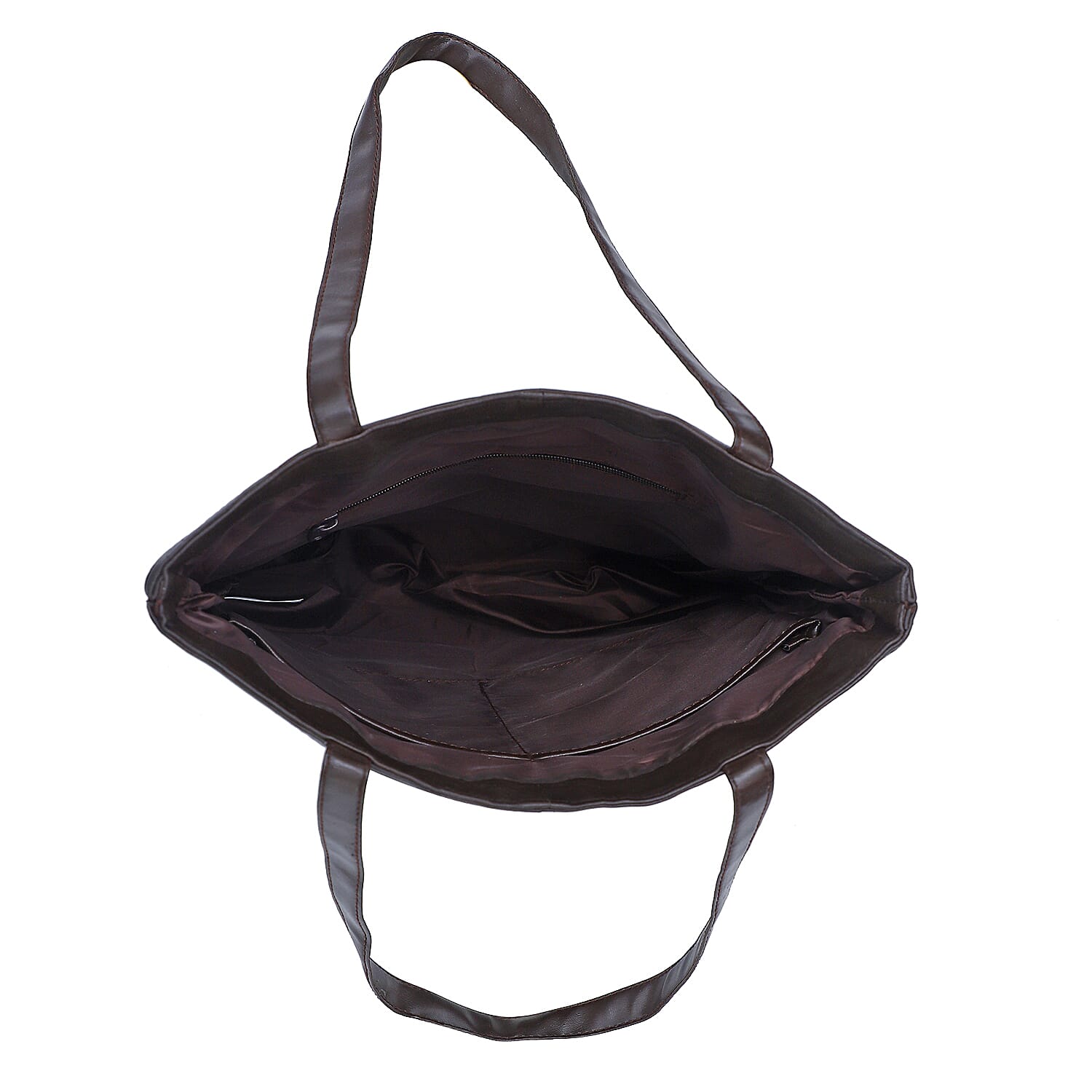 La Marey Brown Genuine Leather Handbag with Matching Faux Shoulder Strap