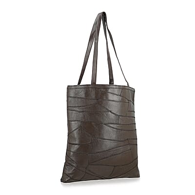 La Marey Brown Genuine Leather Handbag with Matching Faux Shoulder Strap