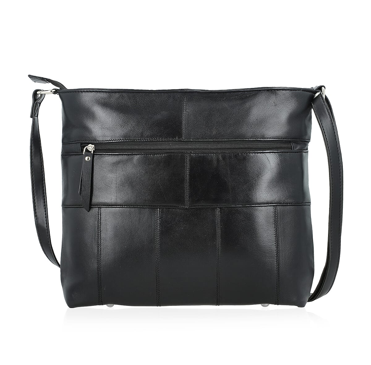 La Marey Black Genuine Leather Shoulder Bag with Faux Leather Strap image number 4